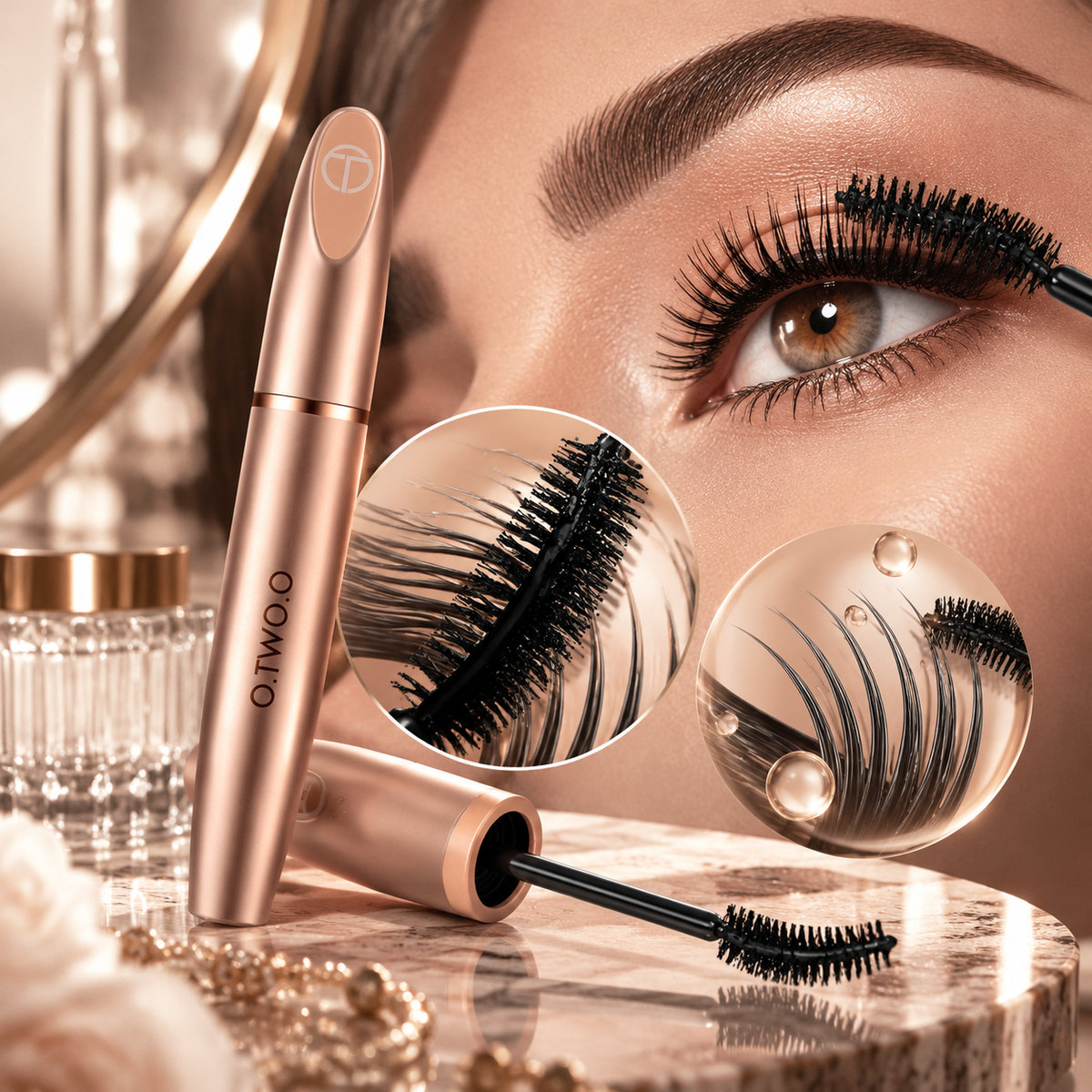 O.TWO.O long and thick mascara fiber paste is sweat-proof and does not smudge