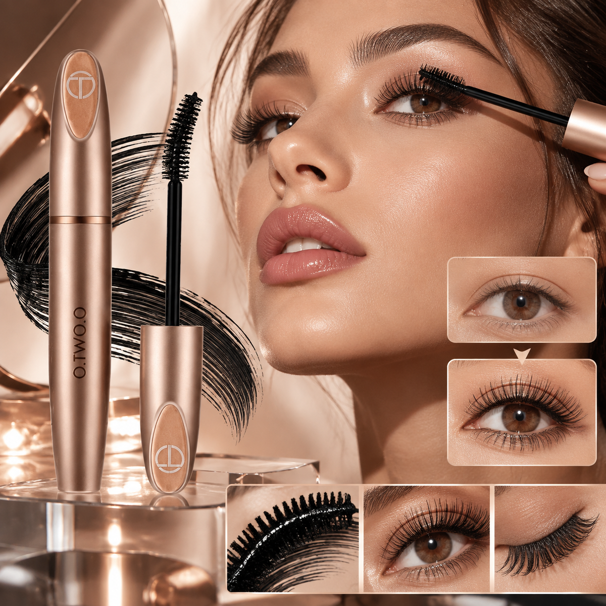 O.TWO.O long and thick mascara fiber paste is sweat-proof and does not smudge
