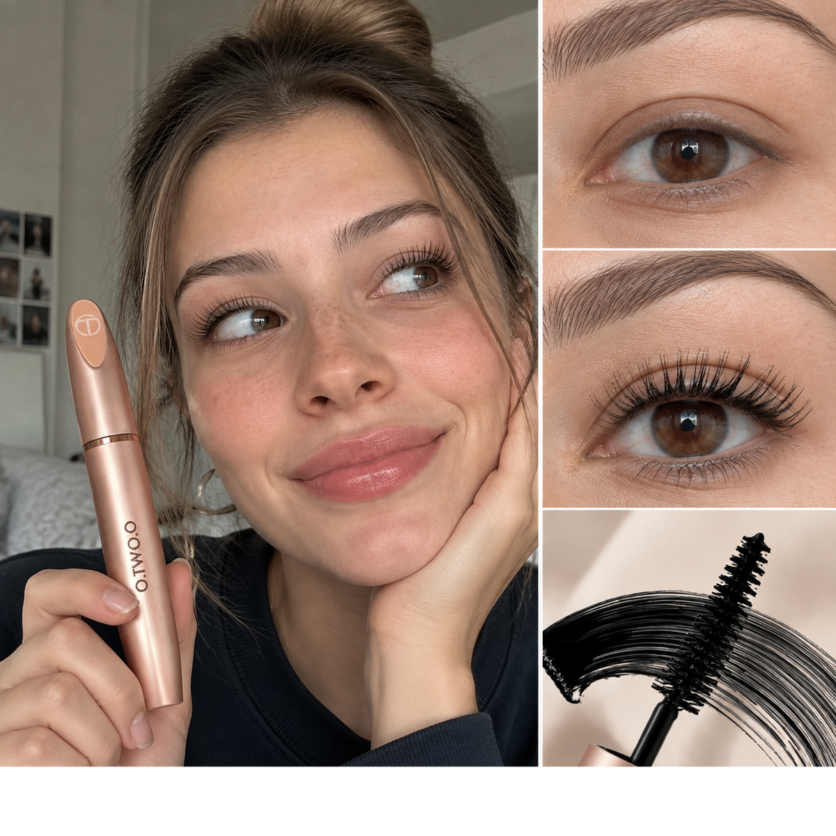 O.TWO.O long and thick mascara fiber paste is sweat-proof and does not smudge