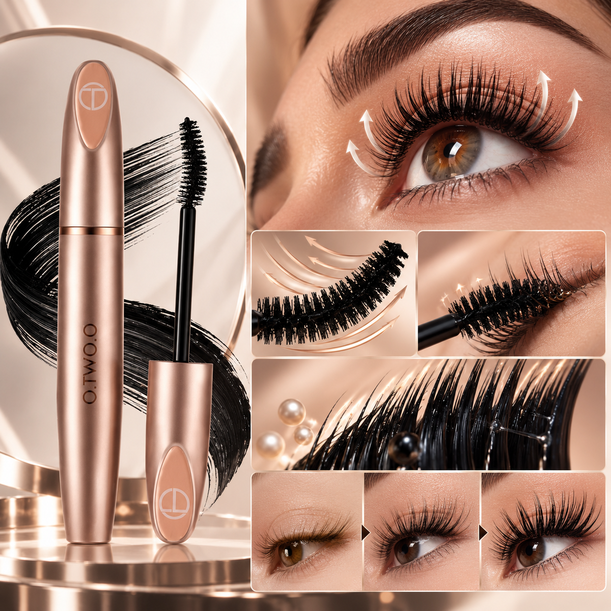 O.TWO.O long and thick mascara fiber paste is sweat-proof and does not smudge