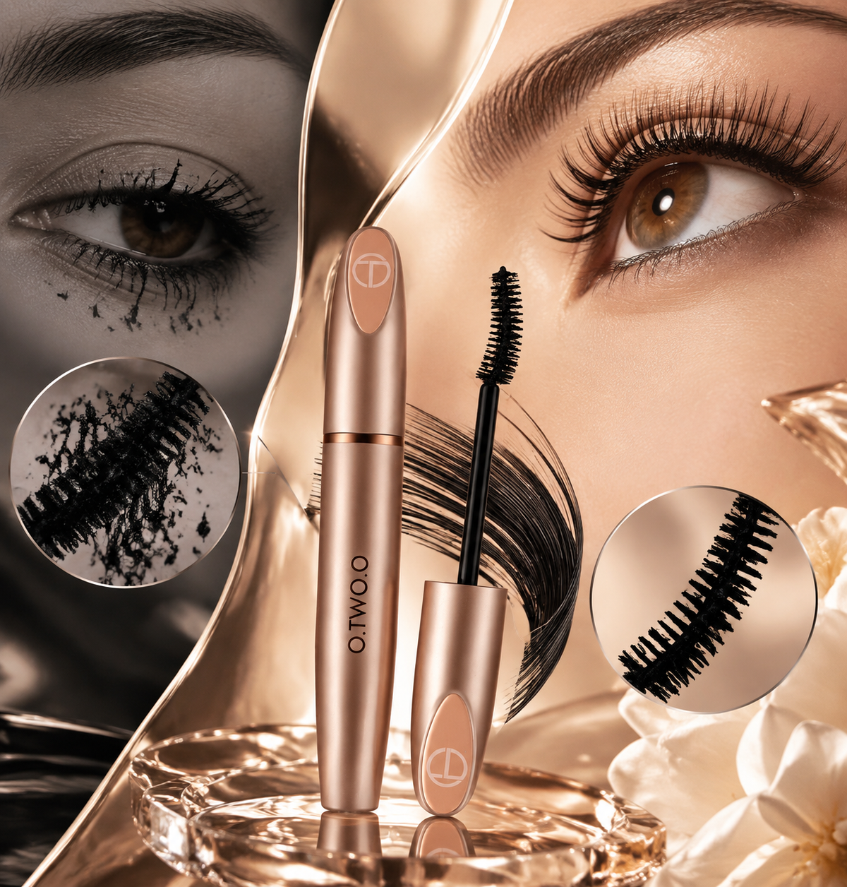 O.TWO.O long and thick mascara fiber paste is sweat-proof and does not smudge