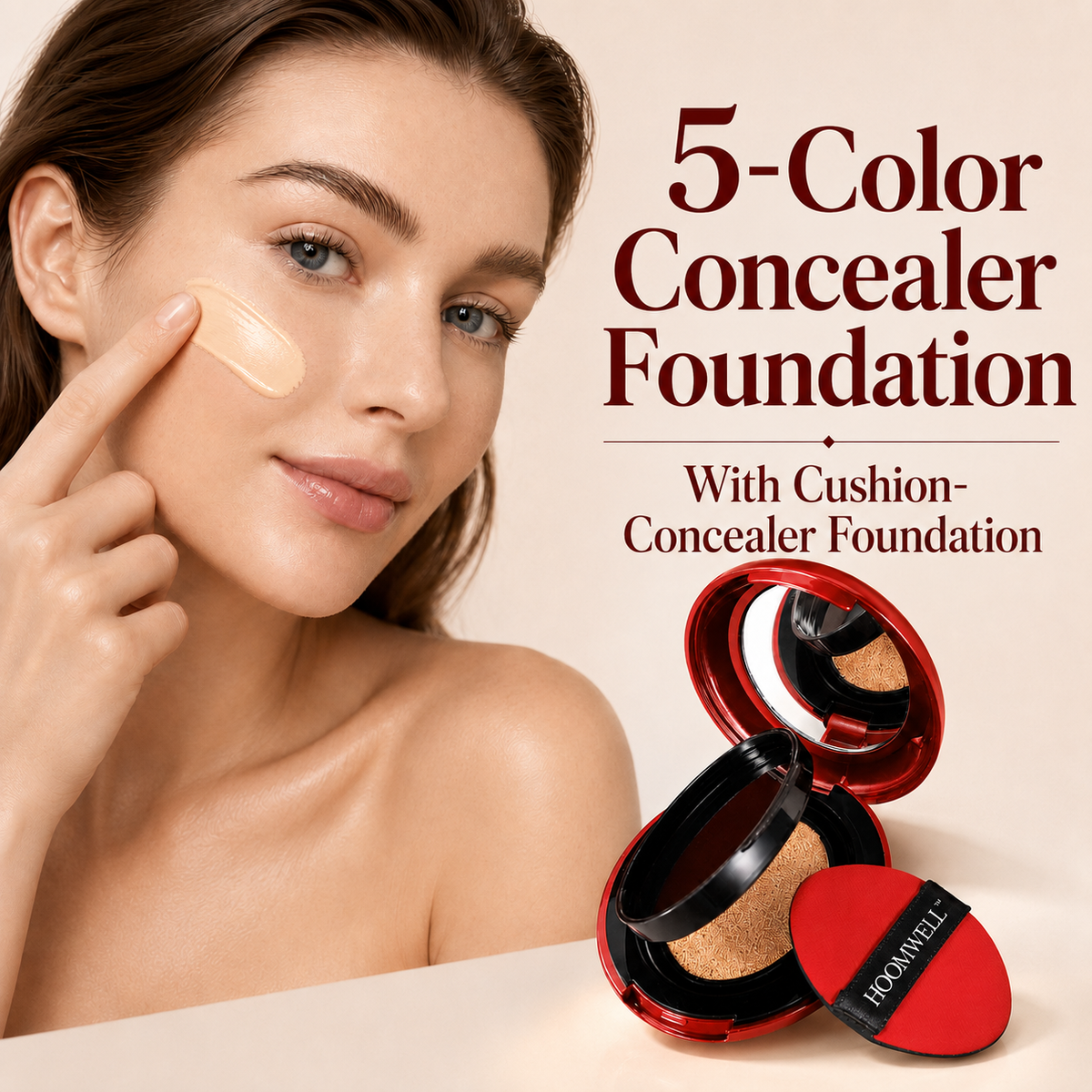 5-Color Concealer Foundation With Cushion-Concealer Foundation